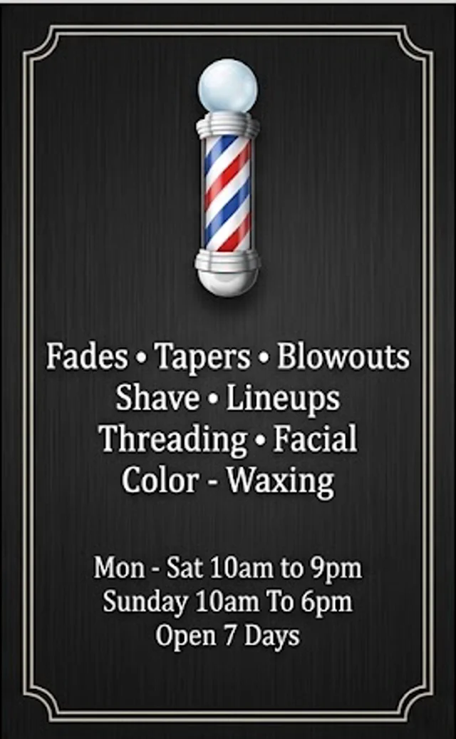 Xtreme Cuts business card, back — services board and weekly hours